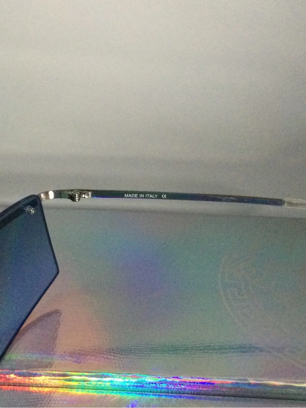 Loewe Silver Mirrored Rimless Sunglasses with Blue Tint